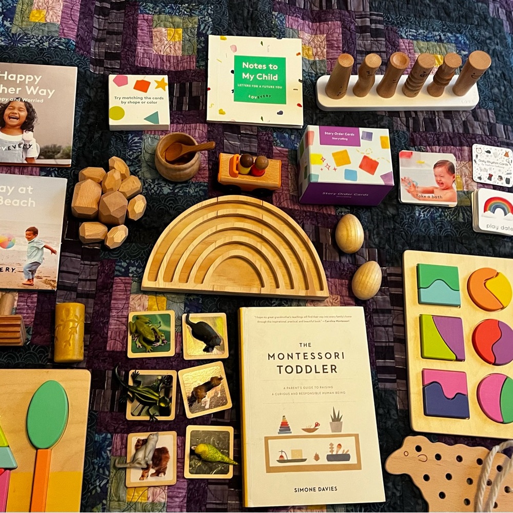 The Montessori Toddler Wooden Learning Toy Set - Natural & Multicolor